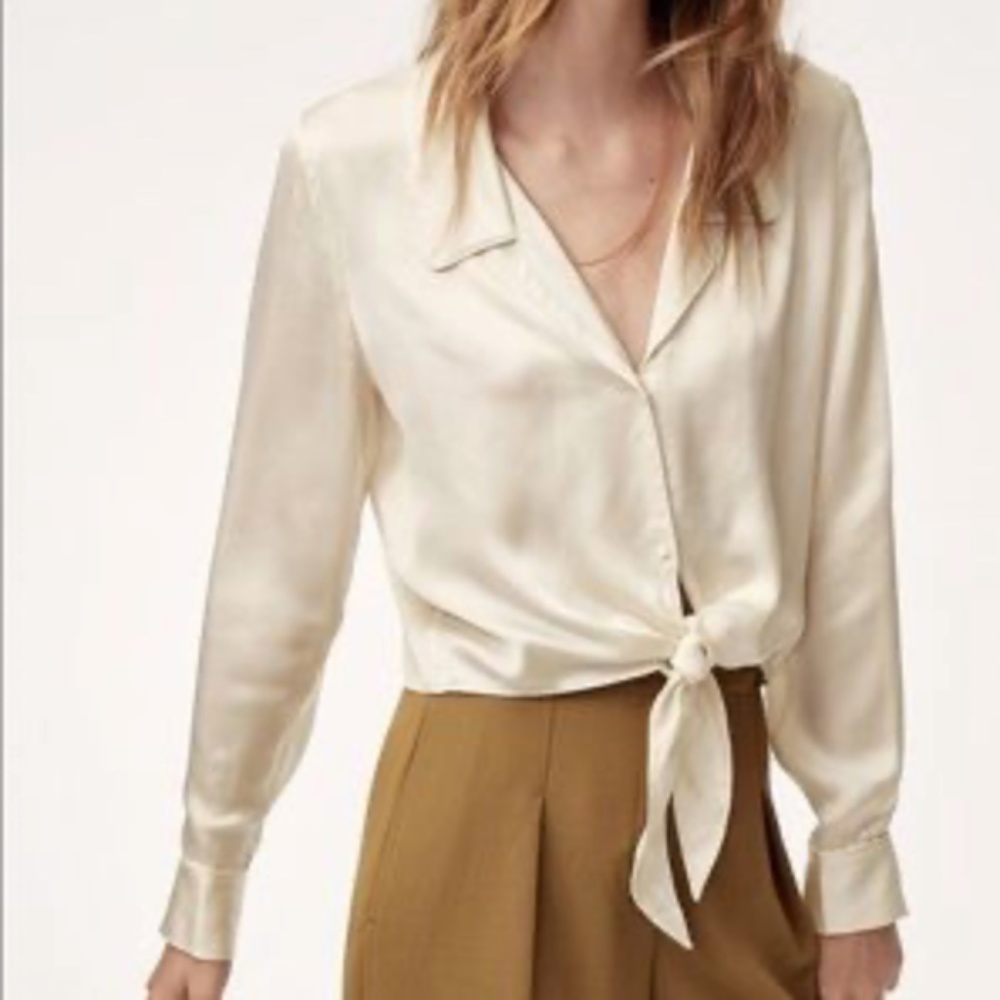 Aritzia Tie-Front Blouse in Color "Avorio", Size XS